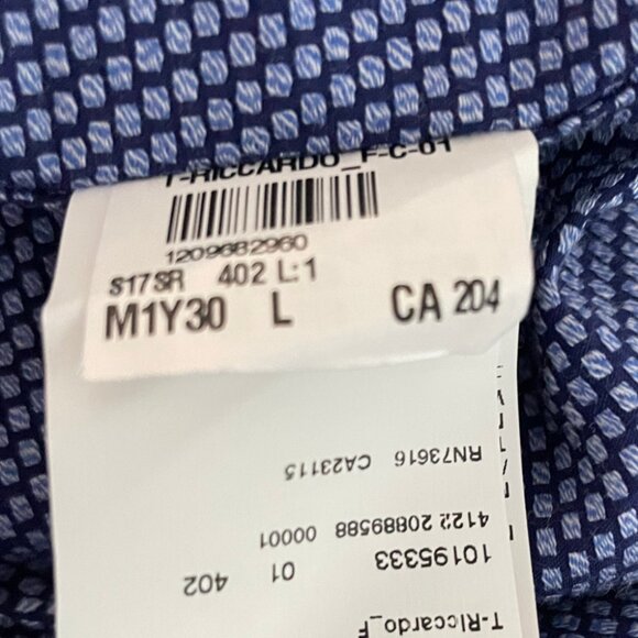 Blue Hugo Boss Men's Geometric-Print Cotton Shirt - Picture 11 of 14